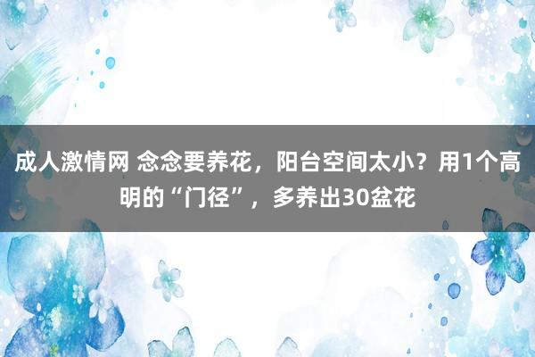 成人激情网 念念要养花，阳台空间太小？用1个高明的“门径”，多养出30盆花