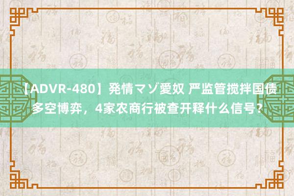 【ADVR-480】発情マゾ愛奴 严监管搅拌国债多空博弈，4家农商行被查开释什么信号？