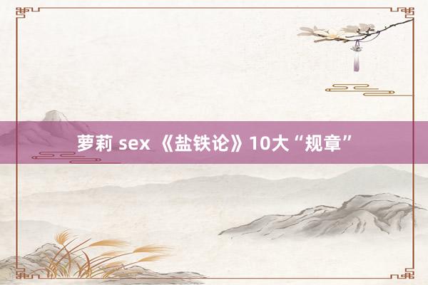 萝莉 sex 《盐铁论》10大“规章”