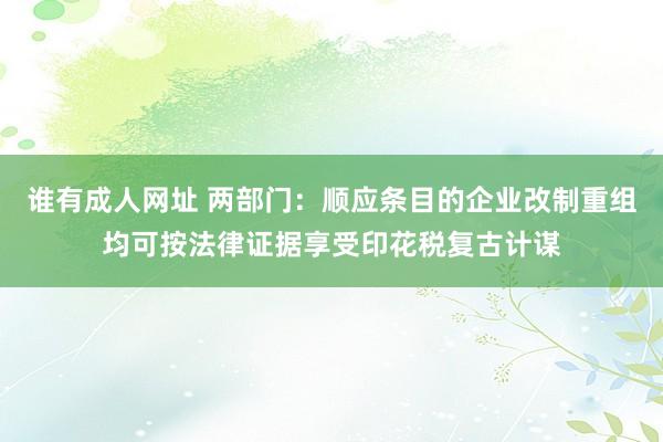 谁有成人网址 两部门：顺应条目的企业改制重组均可按法律证据享受印花税复古计谋