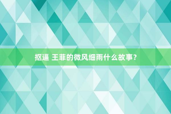 抠逼 王菲的微风细雨什么故事？